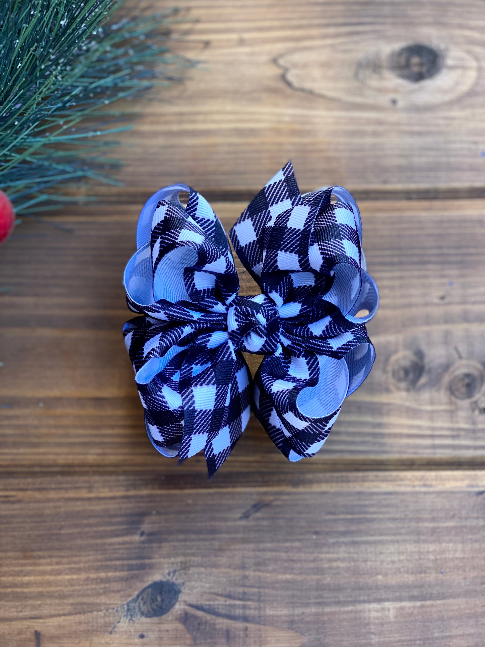 OG White Buffalo plaid Hair Bows - LilaReneeCreations