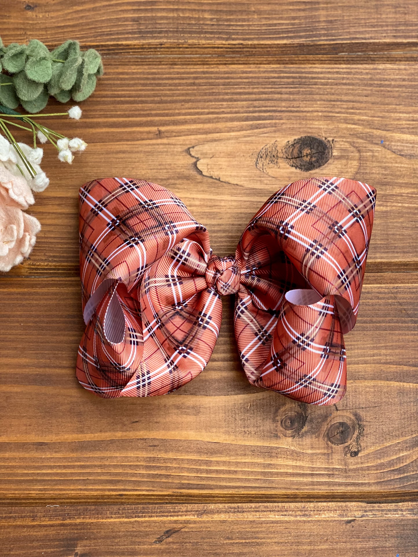 Fall Plaid XL boutique Hair Bows - LilaReneeCreations