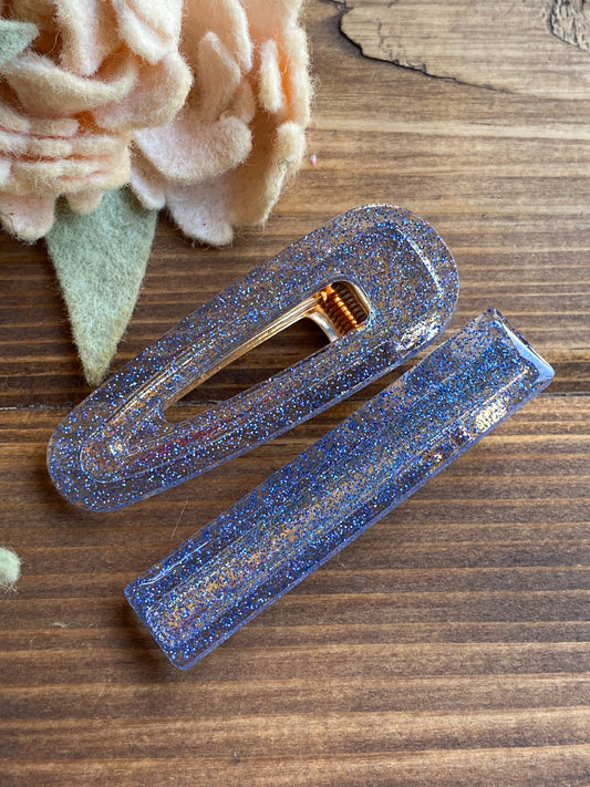 Sapphire blue fine glitter  Sierra Hair Clip - LilaReneeCreations