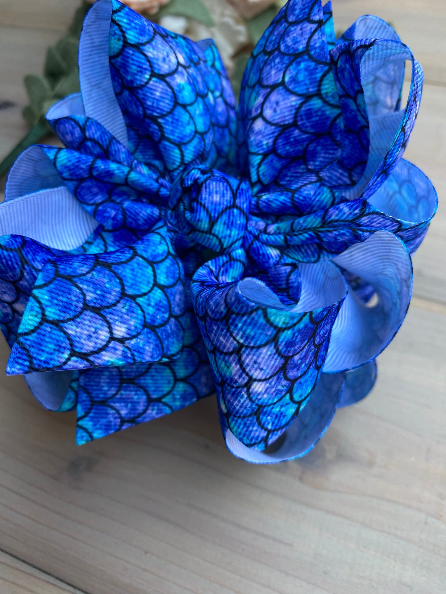 Blue Mermaid Scale Hair Bows - LilaReneeCreations