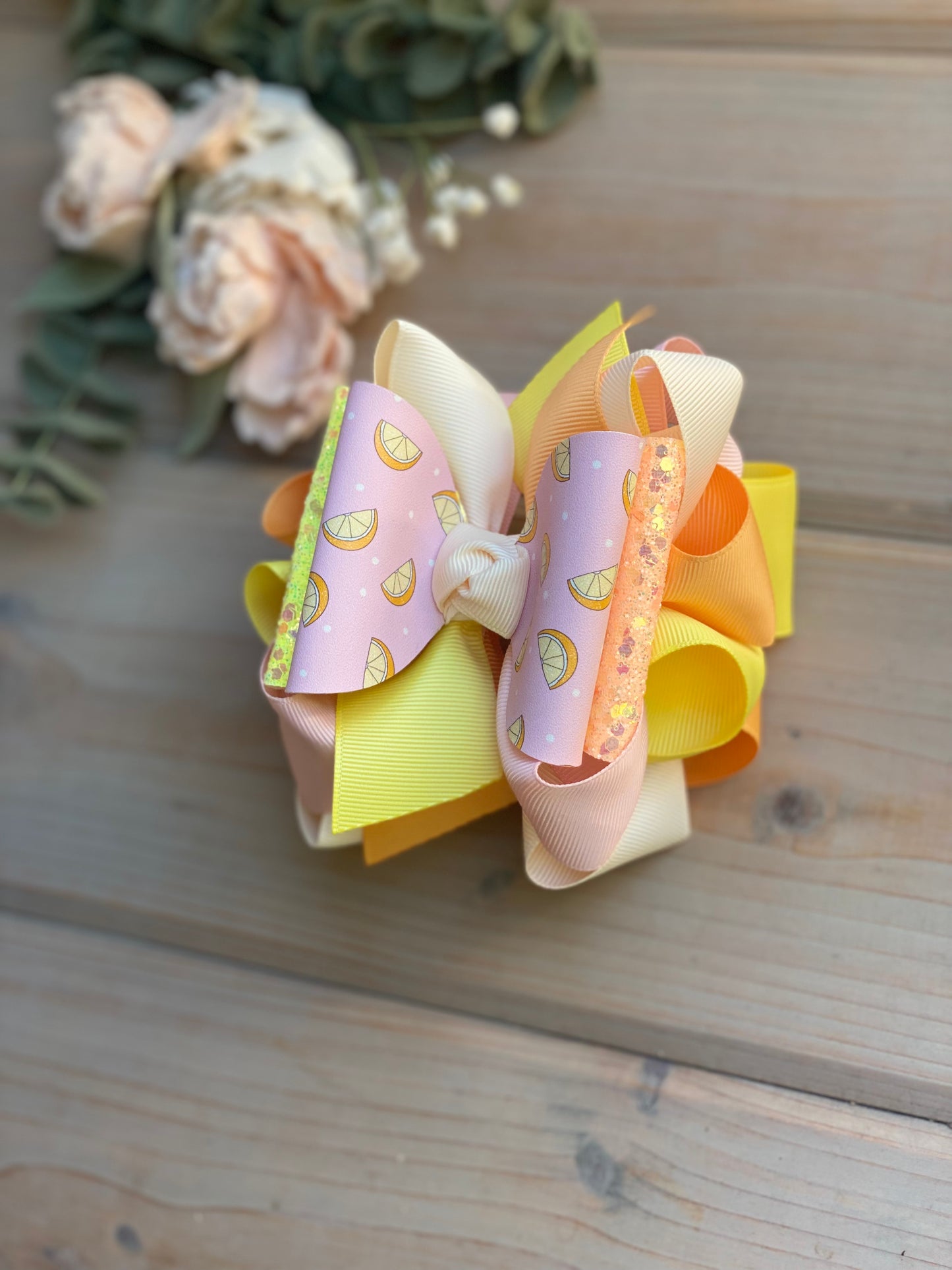 Pink Citrus Slices Multicolor Hair Bows - LilaReneeCreations