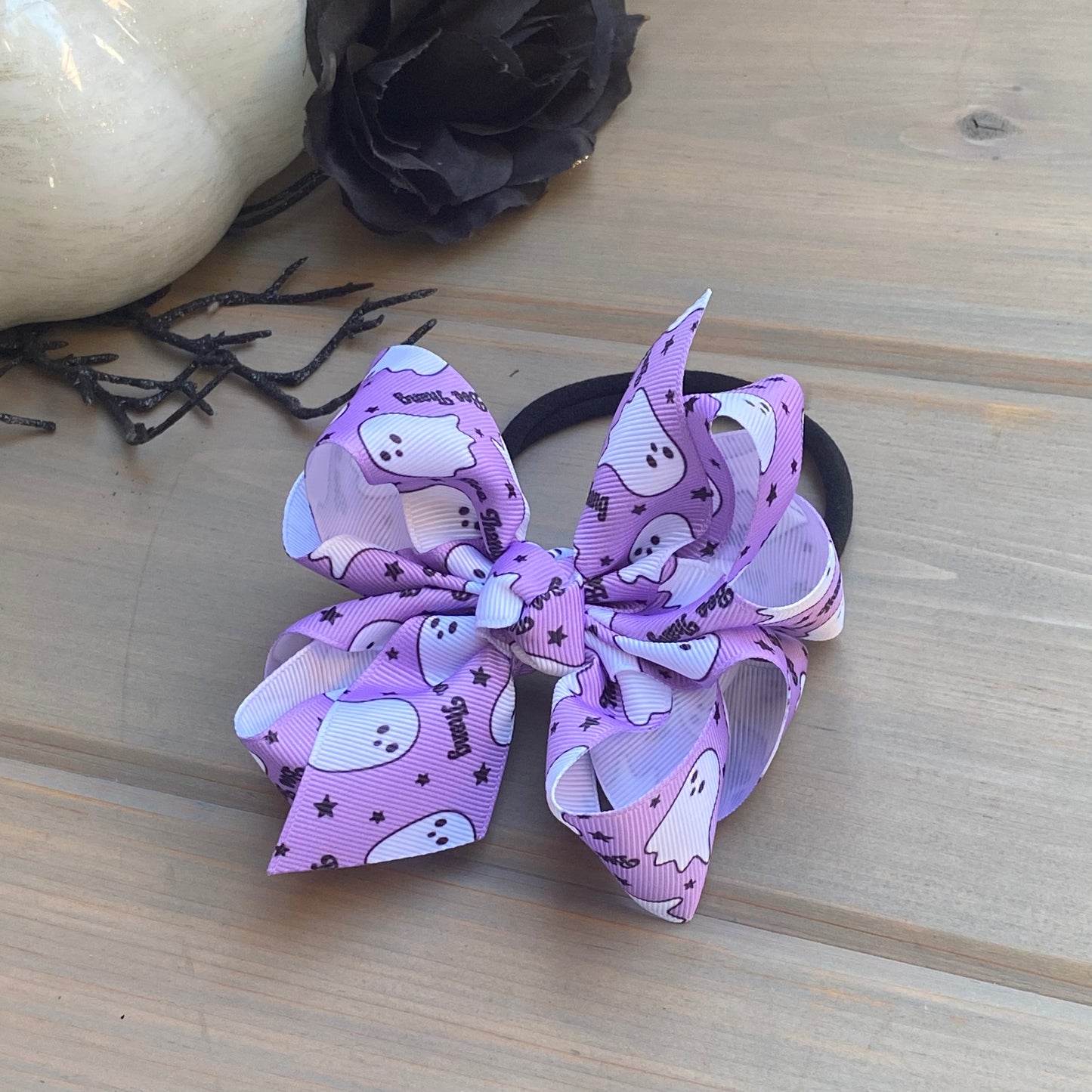 Purple ghosts Print Hair Bows - LilaReneeCreations