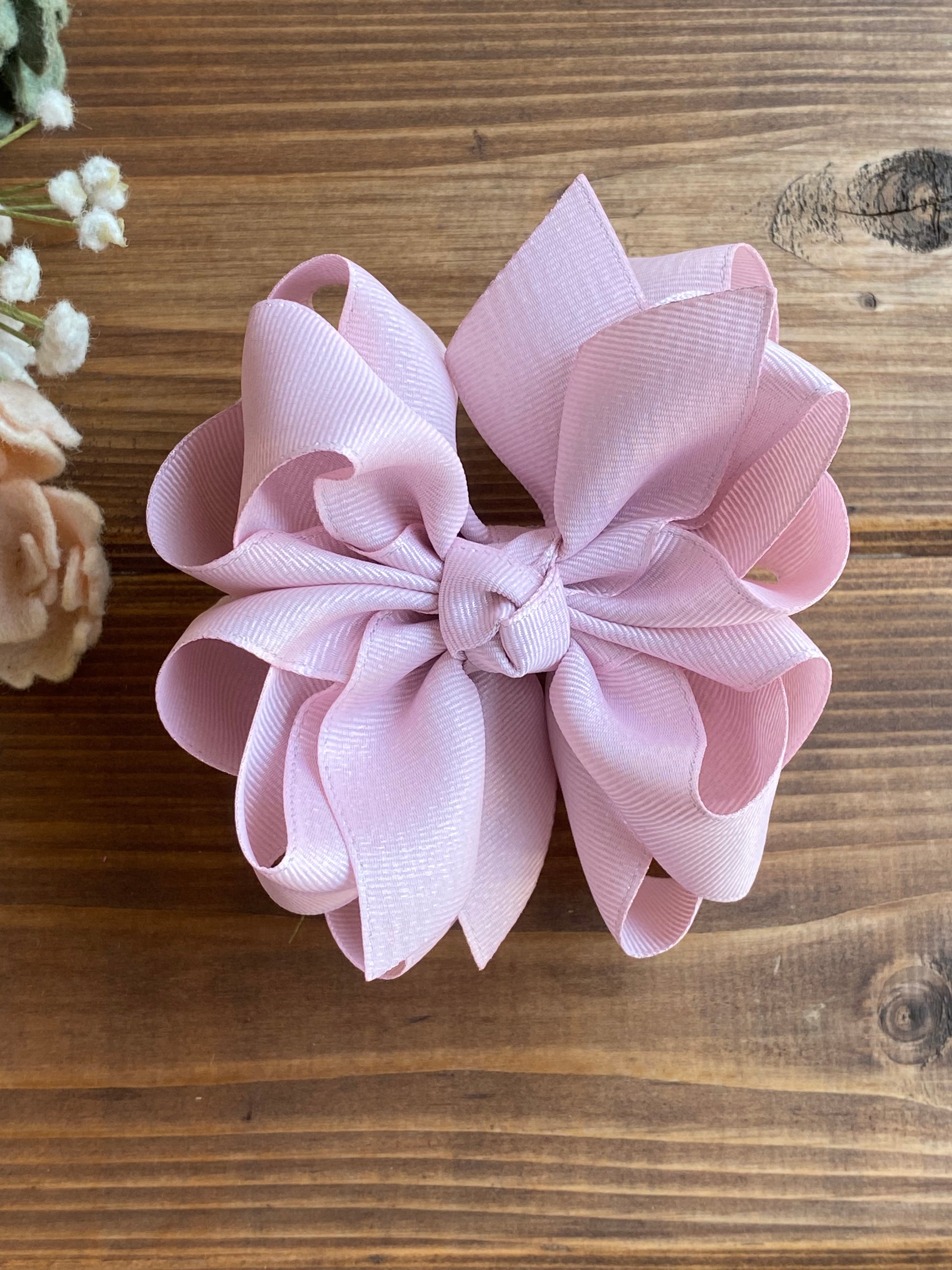 Pearl Pink Metallic Hair Bows - LilaReneeCreations