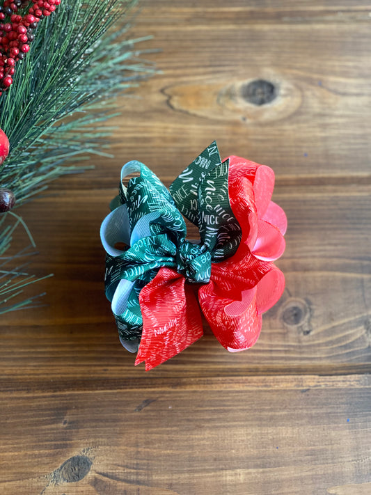 Naughty or Nice Multicolor Hair Bows - LilaReneeCreations