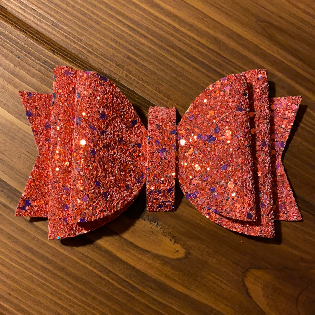 RTS 5.5" Hot red glitter  Olivia Bow - LilaReneeCreations
