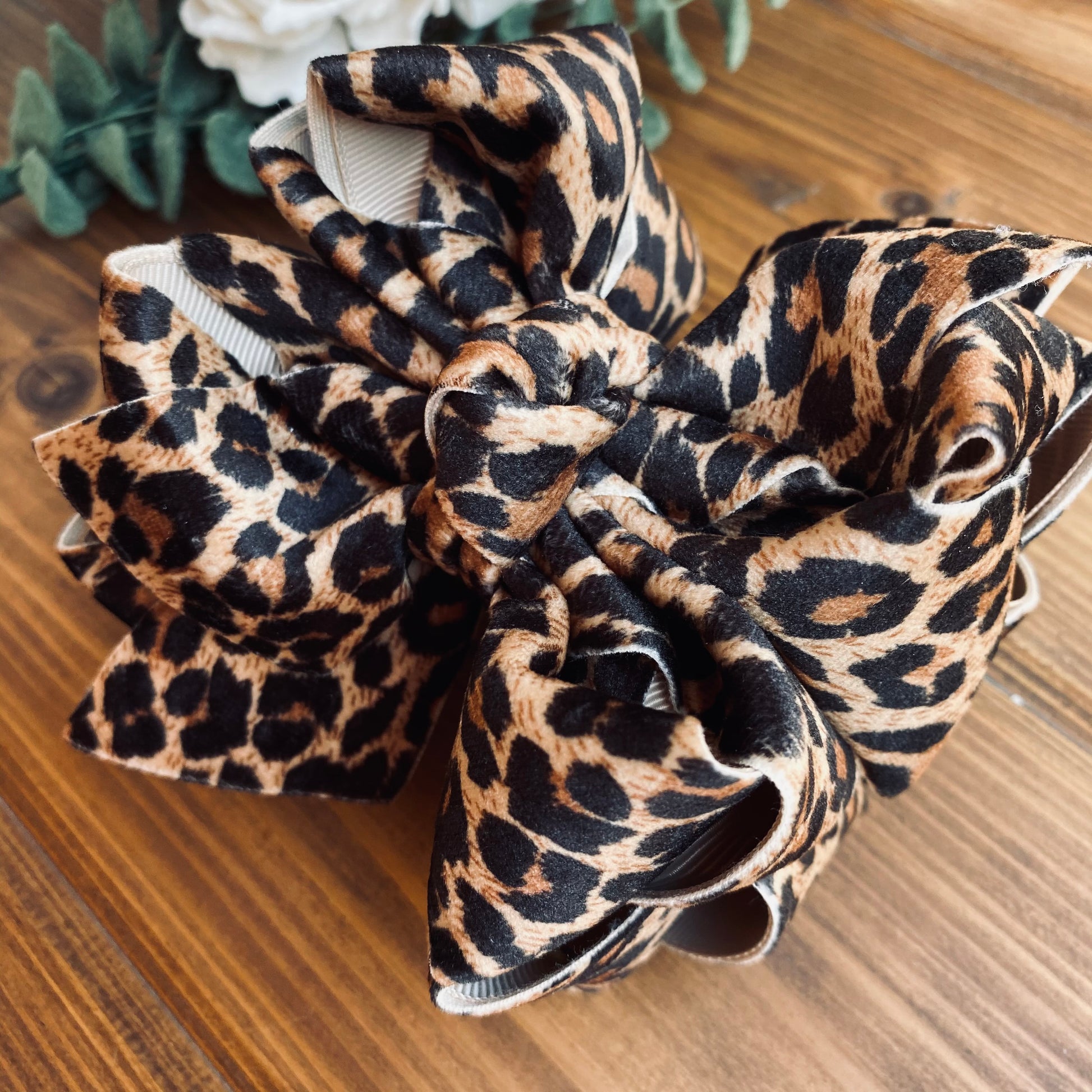 Velvet Leopard Hair Bows - LilaReneeCreations