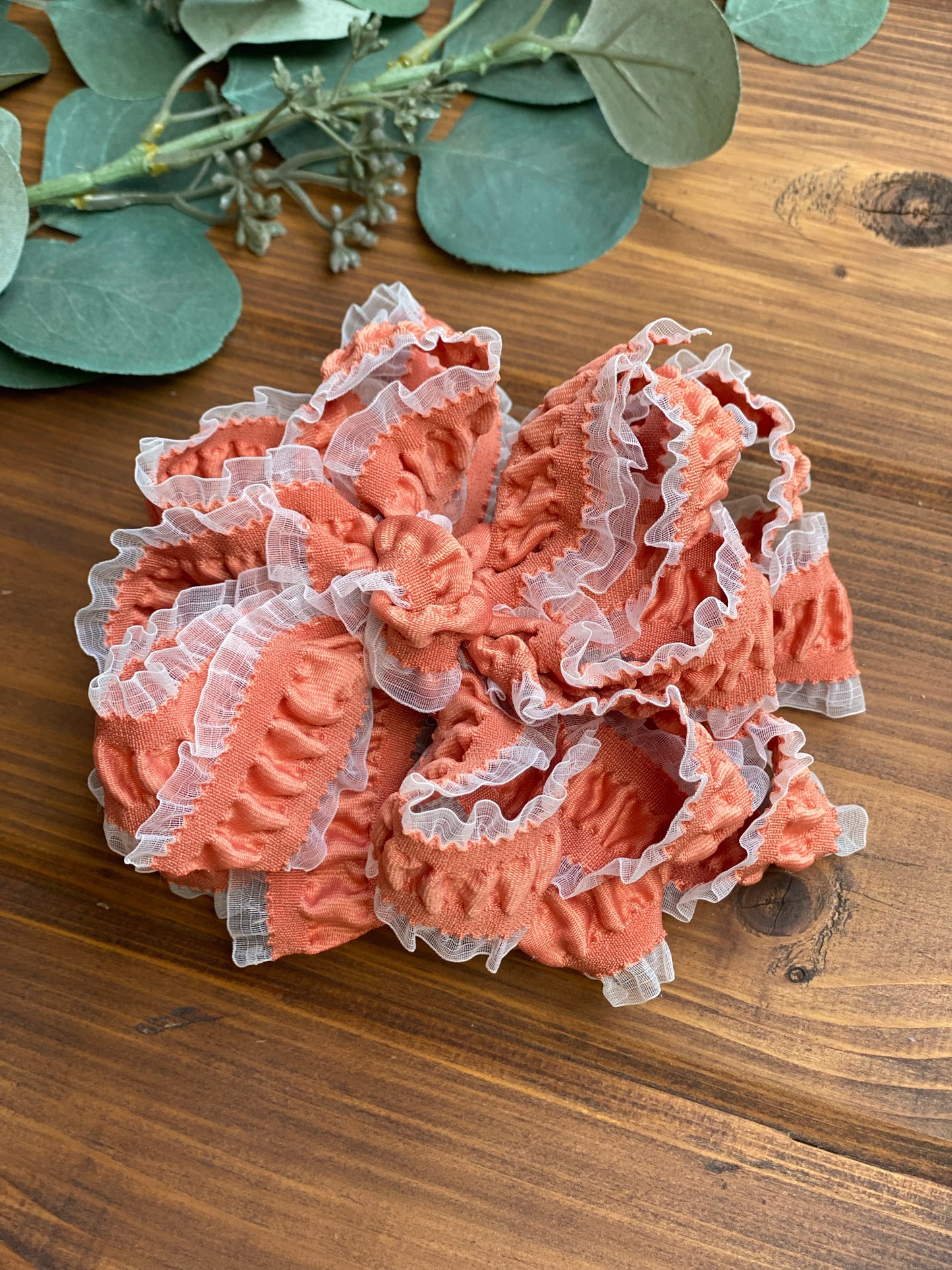 Terracotta Vintage Ruffle Hair Bows - LilaReneeCreations