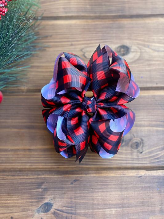 Red Buffalo Check 2.0 XL (L&E /Ellie) Hair Bows - LilaReneeCreations