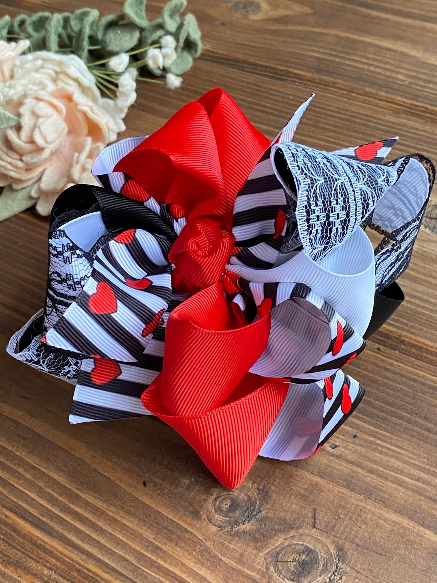 Hearts on Stripes Multi Hair Bows - LilaReneeCreations