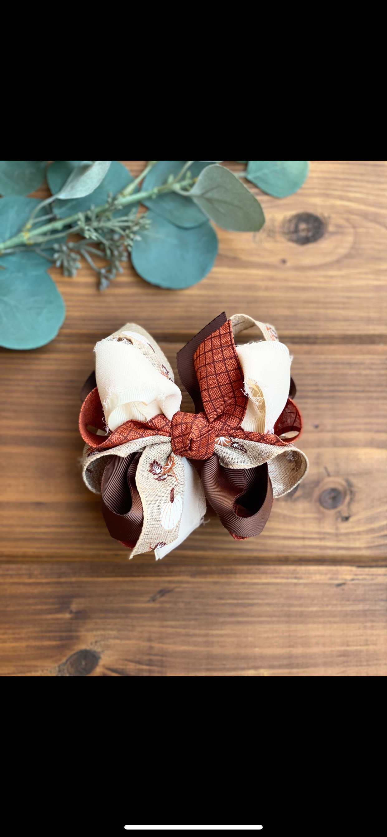 Pumpkins & plaid L&E Multicolor Hair Bow - LilaReneeCreations