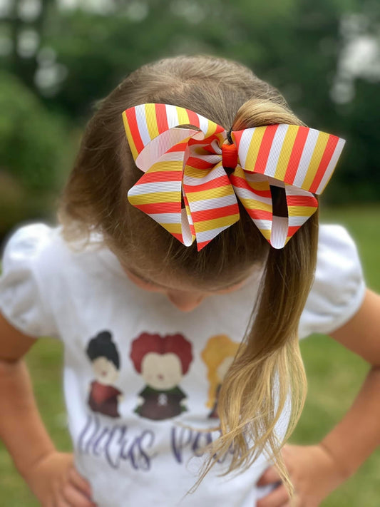 Candy 🌽 vertical Stripes Hair Bows - LilaReneeCreations