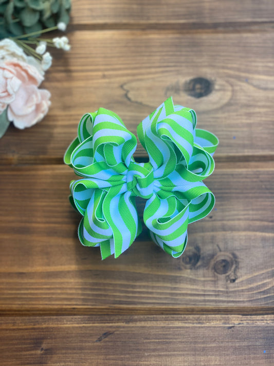 Apple Taffy Stripe Hair Bows - LilaReneeCreations